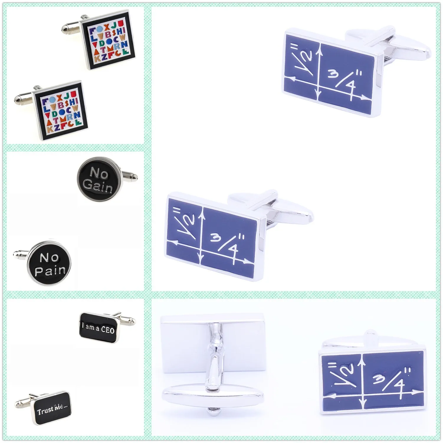 4 Models Wholesale Fashion Cufflinks Men Cuff Links Pain Gain 50 Pairs