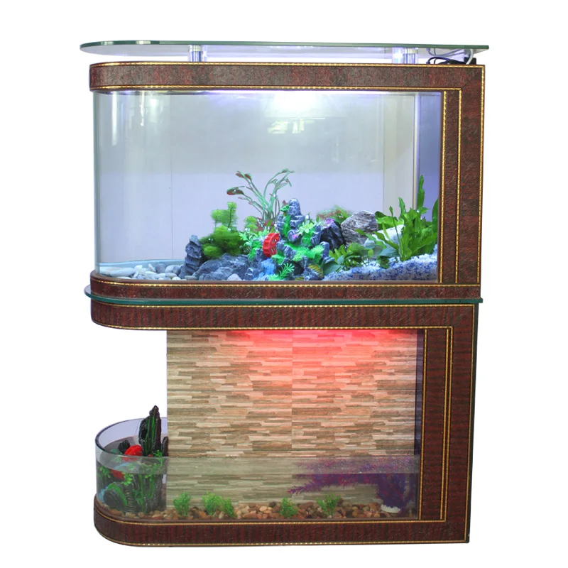 

European-style bullet fish tank,large and medium-sized U-shaped water curtain wall, glass living room screen, partition entrance