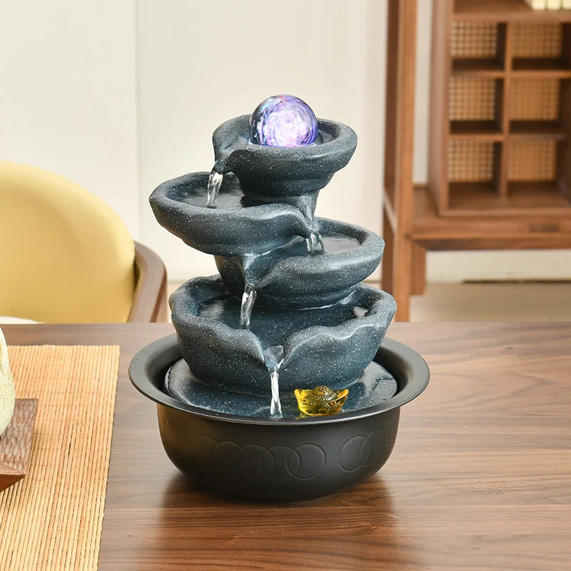 

Flowing water ornament circulating water fountain living room coffee table feng shui wheel office desktop making money f