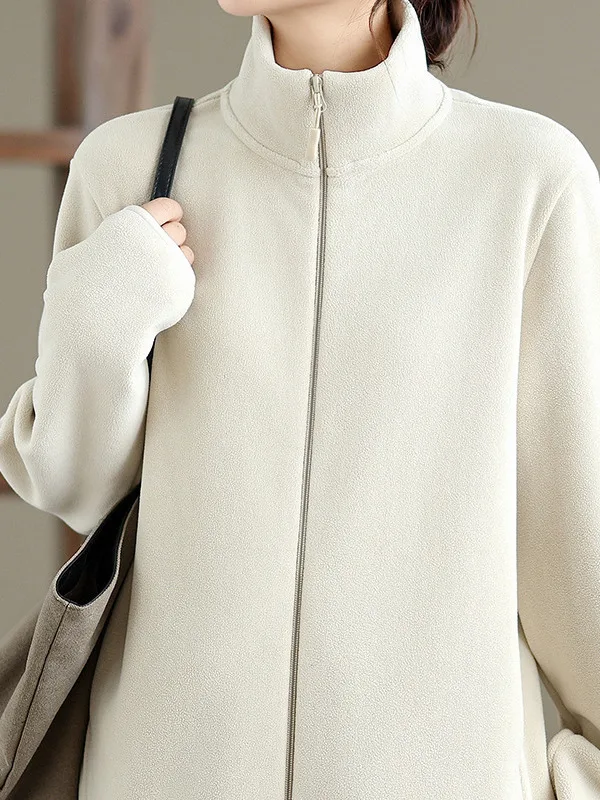 Authentieke Thiened Fce hoodie met rits Jaet Dames Spor Sle Long Sve Normale lengte Homewear True to Size