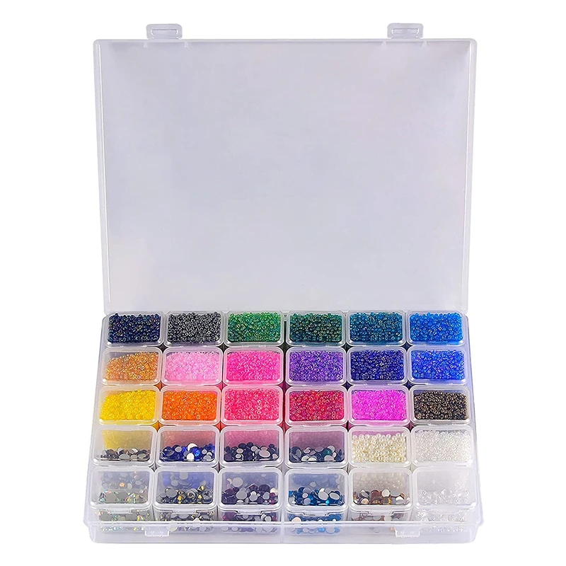 30 Grids Large Diamond Painting Storage, Tools Containers Plastic Bead Organizer Diamond Embroidery Accessories,Box Only
