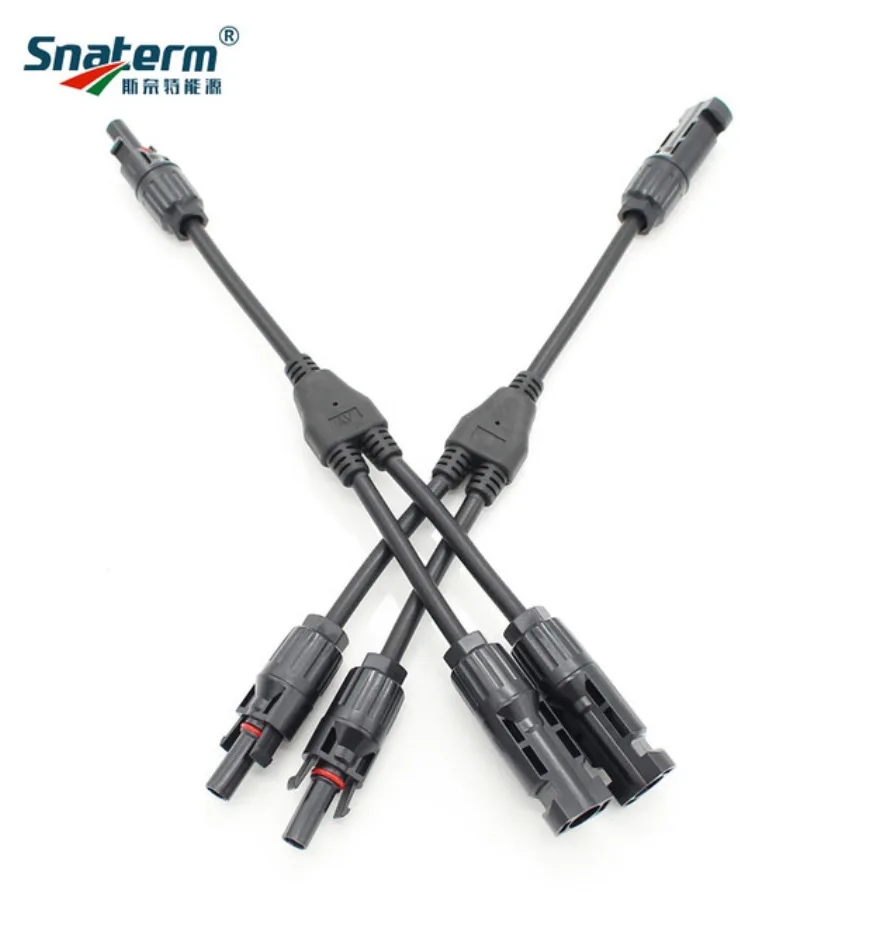 Solar PV Y T Branch Adapter Solars Panel Kabel Stecker mit 4mm2 1000V 30A Solarkabel für PV System Combiner Box 2 in 1 Out