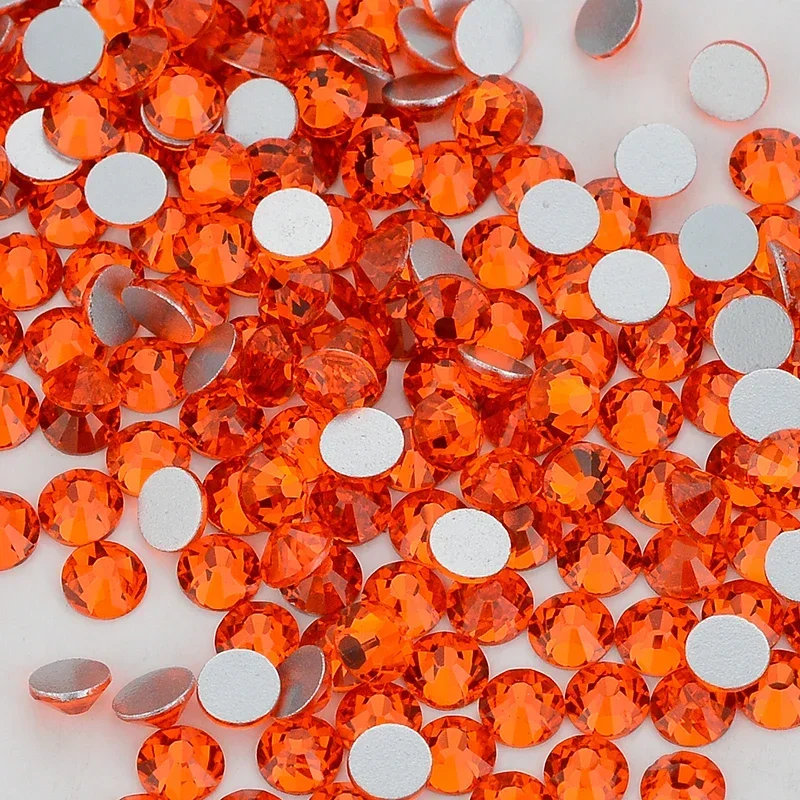 Orange Crystal Silver Back FlatBack Glass Rhinestones Non-HotFix for Nail Art Decorations Flat Back Rhinestones Crystal