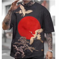 2024 Men's T-Shirt Japanese Style Ukiyoe Graphic Tee Casual Short Sleeve Tops Clothing Oversized Apparel Streetwear Male T-Shirt