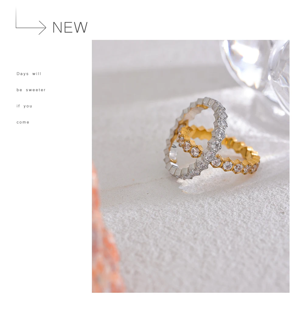Yhpup Exquisiter weißer Zirkonia Bling Edelstahl Klassisch Dünn Schicker Ring Luxus Verlobung Hochzeit Modeschmuck Geschenk – Detail 10