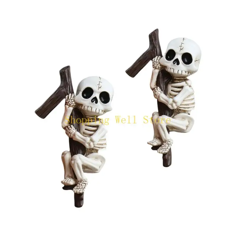 KX4B Halloween Skull Sculpture Planter Hanger Resin Garden Decoration For Indoor Outdoor Plant Display Small Item Storage 2x