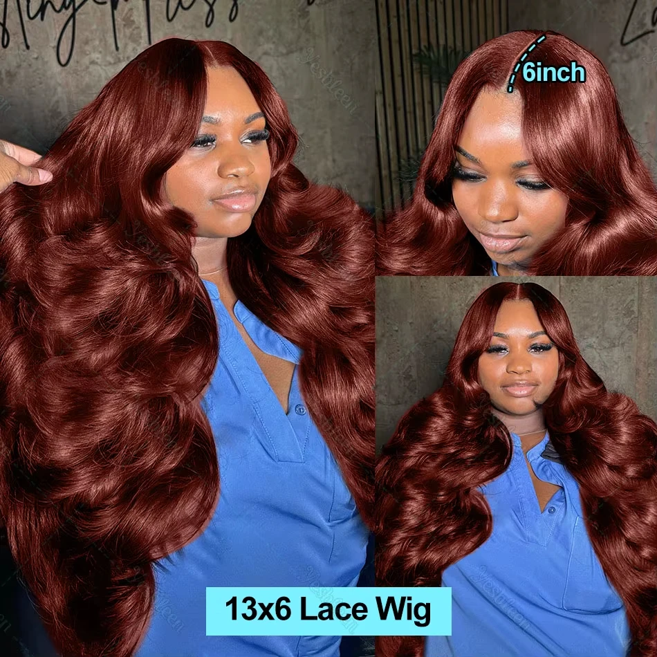 البني المحمر 13x6 HD الدانتيل الجبهة الباروكات شعر الإنسان قبل قطعها الجسم موجة الملونة ريمي موجة المياه الطبيعية الدانتيل شعر مستعار أمامي للنساء