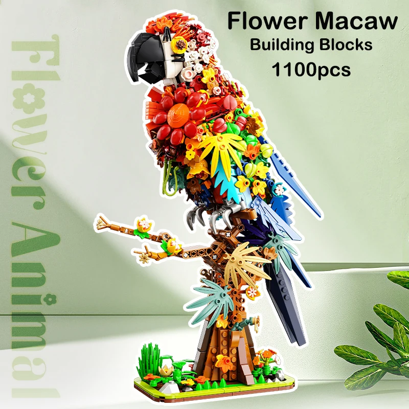 Ideas Series Flower Animals building block Set Macaw Chameleon Beetle Model Bricks DIY Home Decor Kids Toys Valentine\'s Day Gift