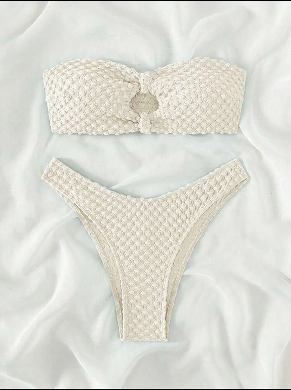 Sexy enrugado bandeau bikinis define duas peças de cintura alta acolchoado maiô beach wear feminino tanga biquíni maiôs