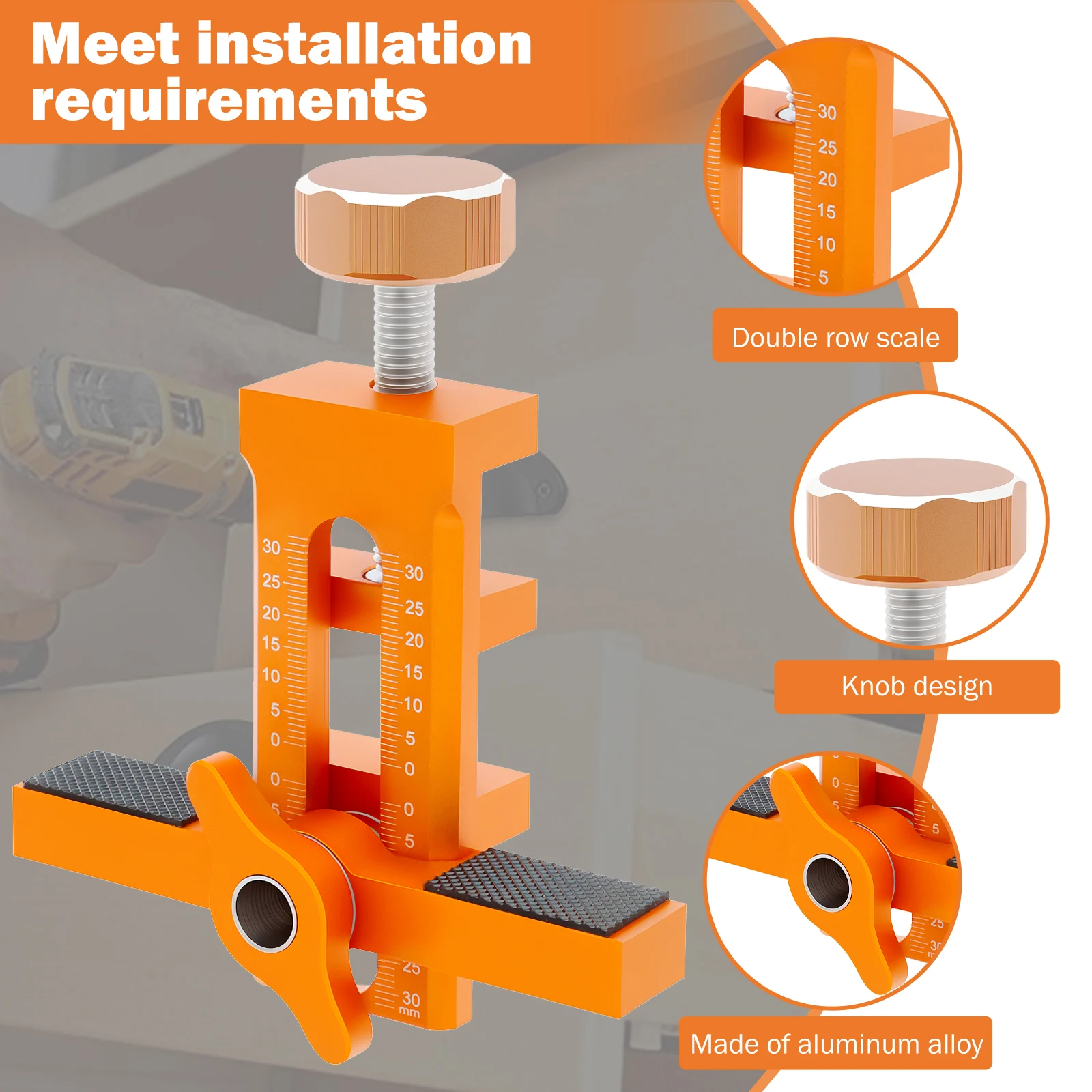 Cabinet Door Positioning Tool Adjustable Height Cabinet Door Installation Positioner Mounting Jigs for Home Installing