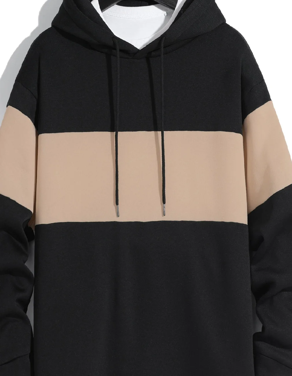 سترة بغطاء للرأس رياضية بأكمام طويلة للرجال من الصوفي الخفيف ، ألوان مرقعة #3