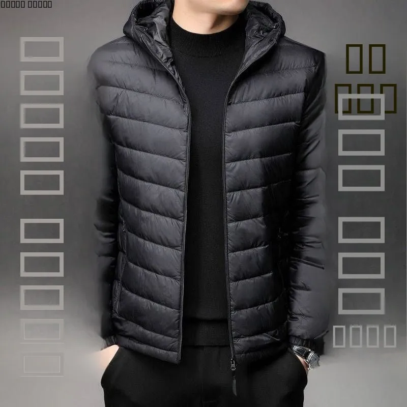 

Легкая утепленная куртка для мужчин среднего возраста, осенне-зимняя, с воротником-стойкой, капюшоном, тонкая модель, хлопковая пуховая верхняя одежда