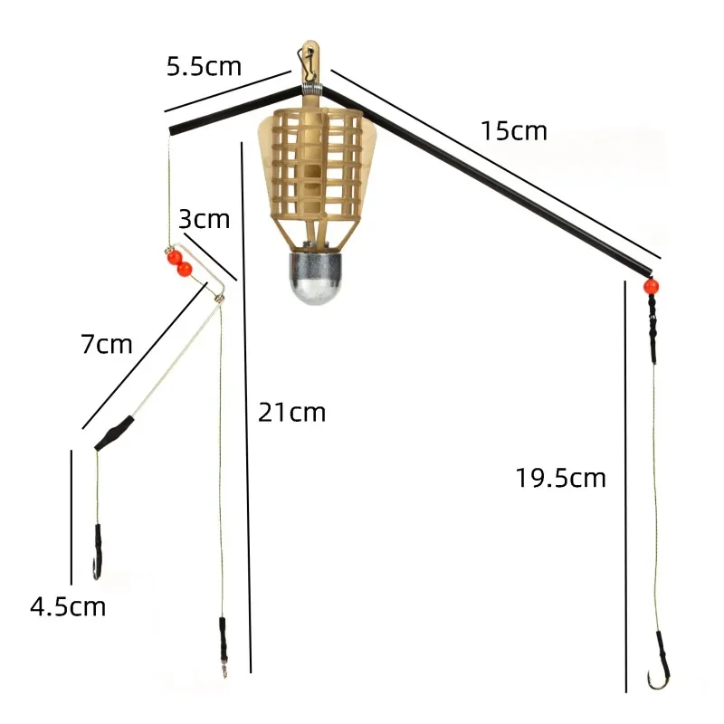 

Fishs Lure Cage with Line Hooks 20G-50G Length 47CM Fish Bait Feeder Basket Holder Accessories Outdoor Trap Fishing Equipment