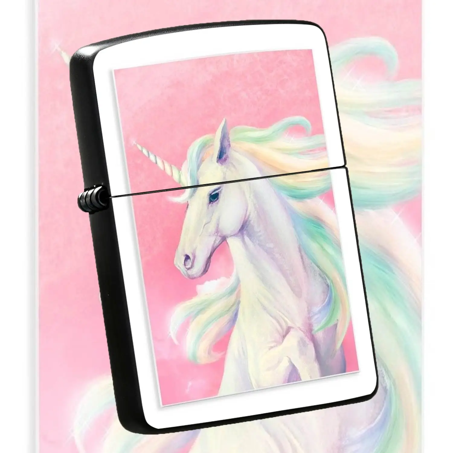 Dreamy Rainbow Unicorn Printed Lighter Cute Pink Watercolor Style Portable Igniter Exquisite Decor Accessory Ideal For Camping Picnic Daily Use Gifting To Friends Family On Birthday Holiday Festivals Nice A Humorous And Interesting Lighter