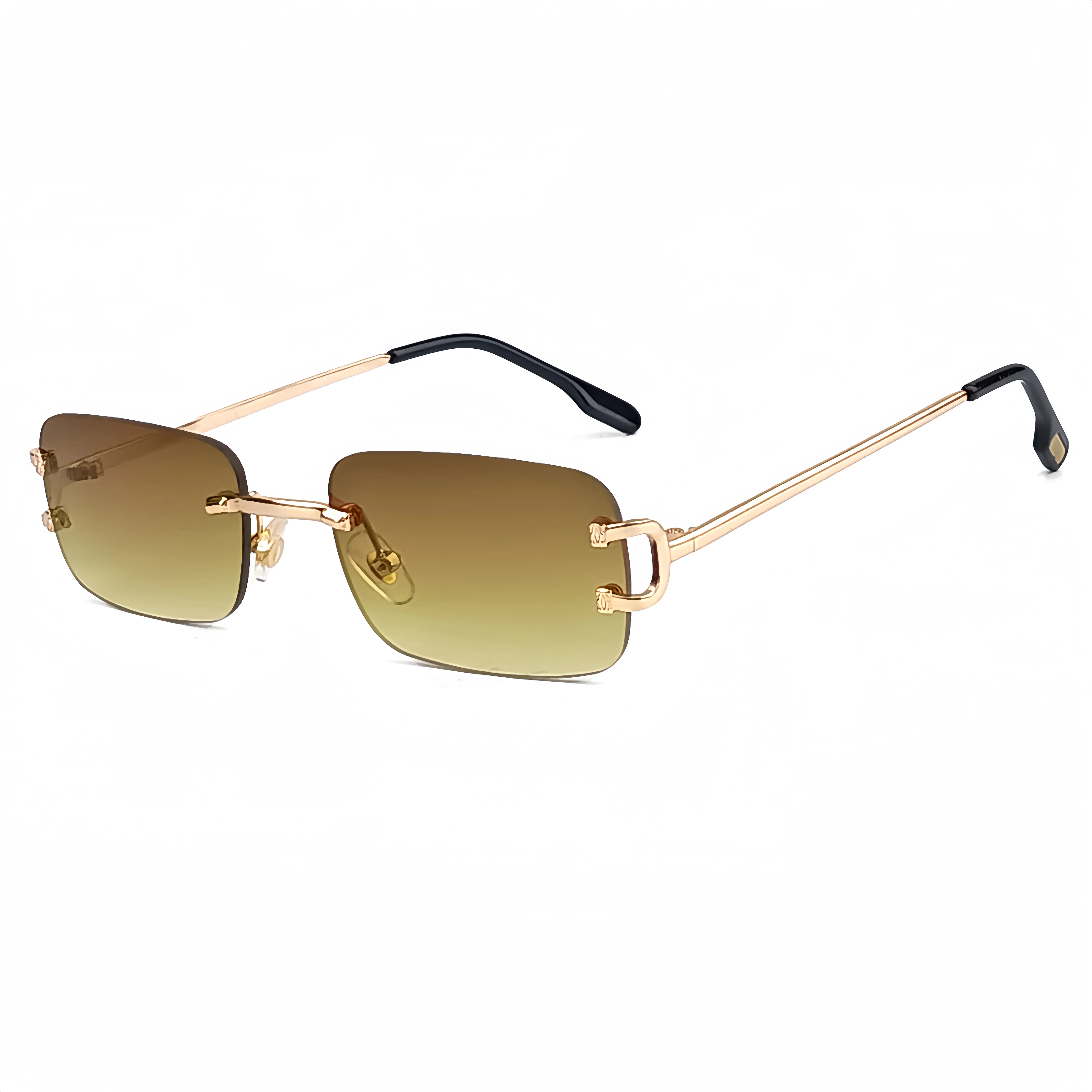 Raute Metall rahmenlose Sonnenbrille Männer rechteckigen kleinen Rahmen Sonnenbrille Frauen Mode Einkaufen Reise Party Brillen – Detail 8