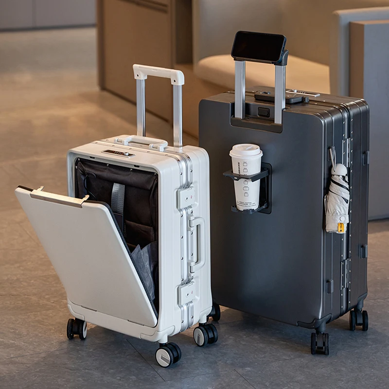 

Front-Opening Luggage Multi-Function Aluminum Frame Trolley Suitcase 22-26 Inch Large Capacity Password Travel Carry-On Suitcase