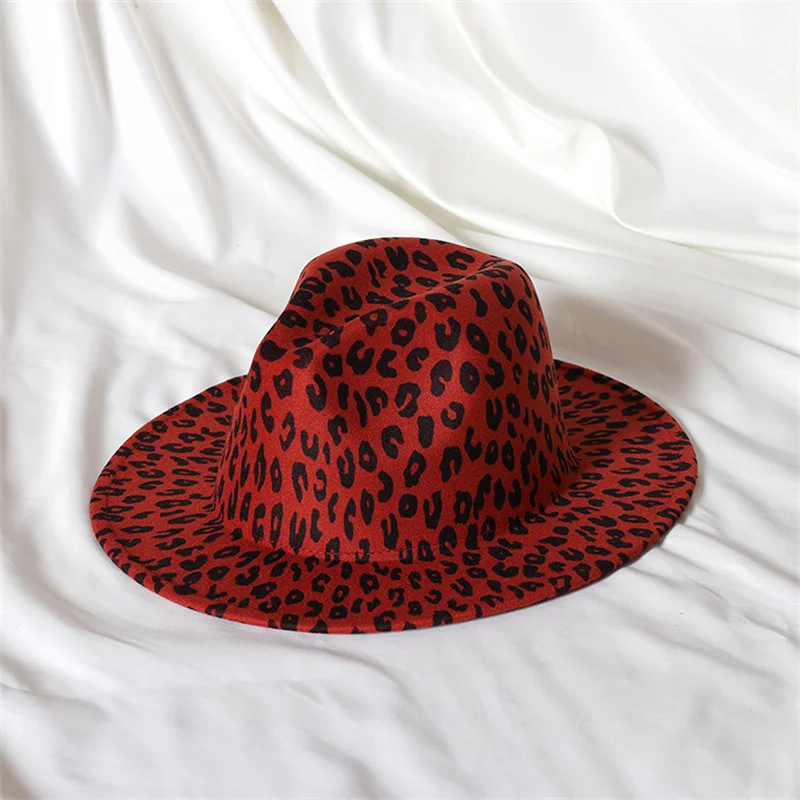 2023 Leopard print Spring new red Fedora hat Unisex hat Panama men and women felt hat Jazz hat Fedora hat