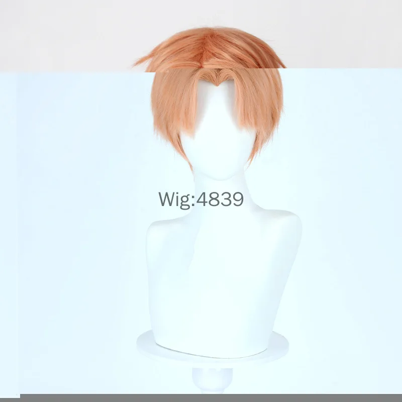 Orange Wig with Bangs Natural Hairstyle Pixie Cut Wigs Male Cosplay Wig Boys Synthetic Wigs Short Hair + Free Wig Cap