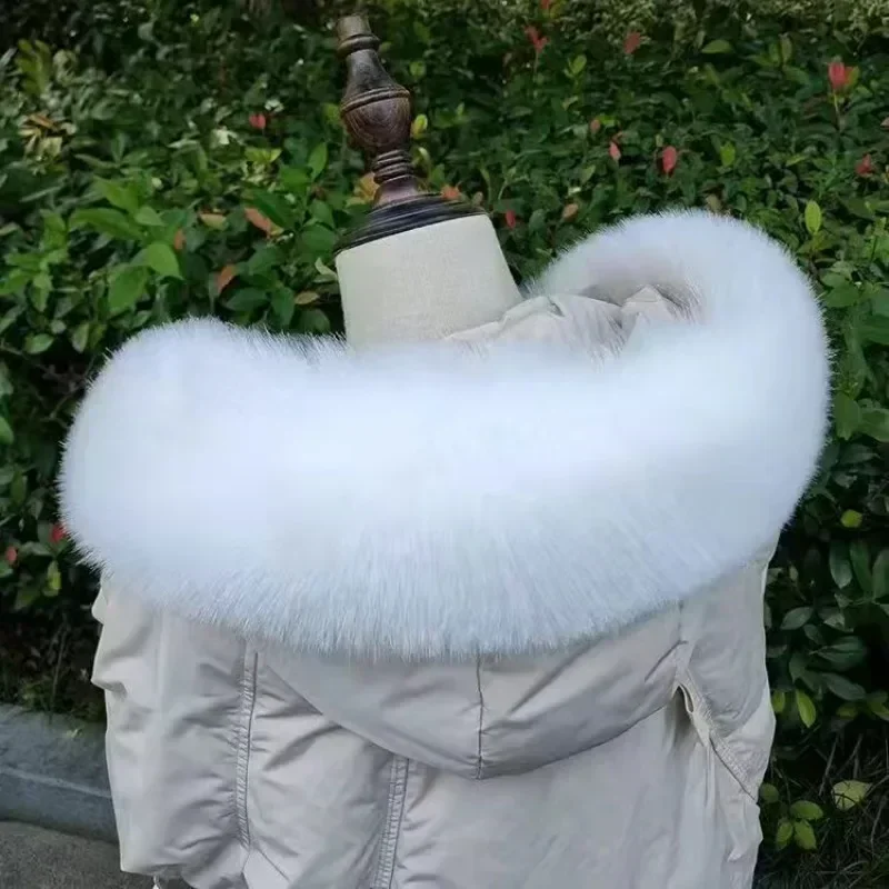 Faux Fox Fur Collar Winter Hood Trims Fur Decor Shawl Coat Parkaks Neck Warmer Women Warm Furry Fur Scarf Luxury Scarves