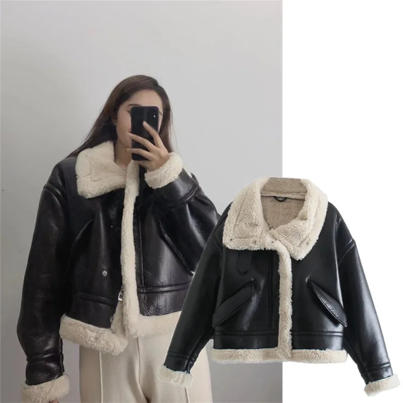 

Cool Leather And Fur Inteated ort Jaet Street Sle Winter Outerwear Design Sensation ular Thiened Straight Cut