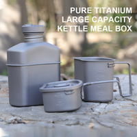 Pure Titanium Large Capacity Kettle Meal Box Set,Foldable Handle Ultra Lightweight And Portable,Outdoor Camping,Picnic Tableware