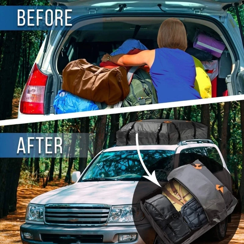 Car Roof Bag Waterproof Oxford Storage Cube Strong Strap Outdoor Gears Drop shipping