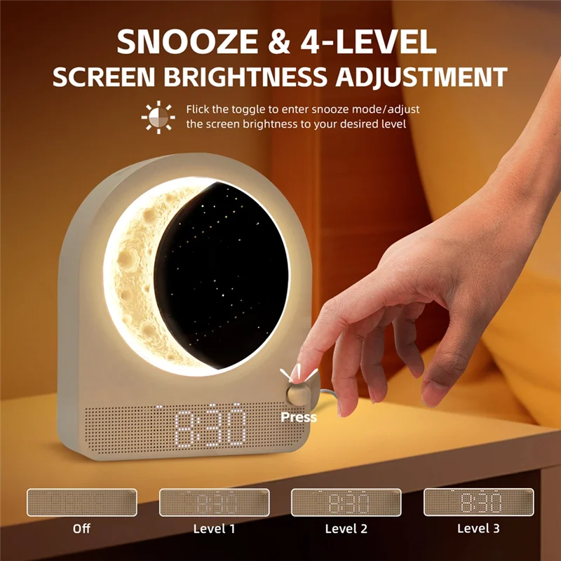 

ABJO-будильник Sunrise Wake Up Light, часы-ночники для спальни с метеоритными огнями, двойной будильник