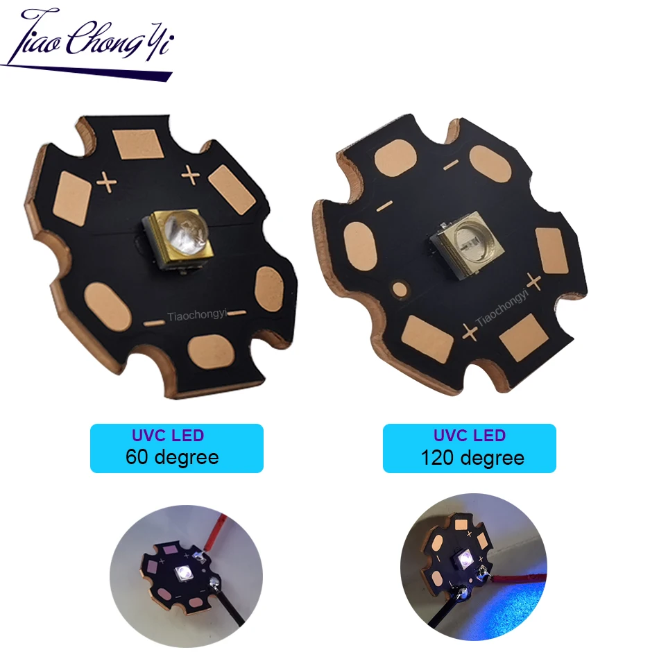 UVC LED 250nm 260nm 280nm 310nm UV 0.1W 1W 2W 3838 DC5-7V Ultra Violet Lamp light-emitting diode with Copper PCB 1PCS