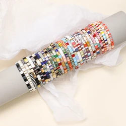 ZMZY Vintage Tila Beads Elastic Bracelets For Women Gift Fashion Colorful Jewellery Rainbow Miyuki Tila Beads Bracelet DIY Gift
