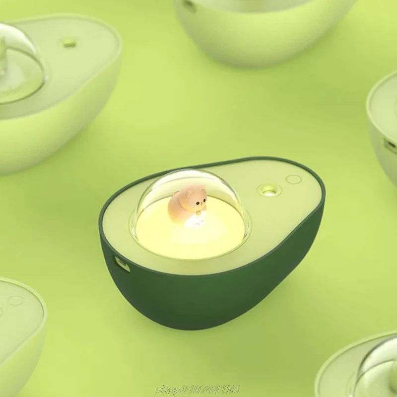 Avocado Humidifier with Cat Ball Night Light USB Glow in the Dark Toys Bedroom Home Decoration for Kids Gift