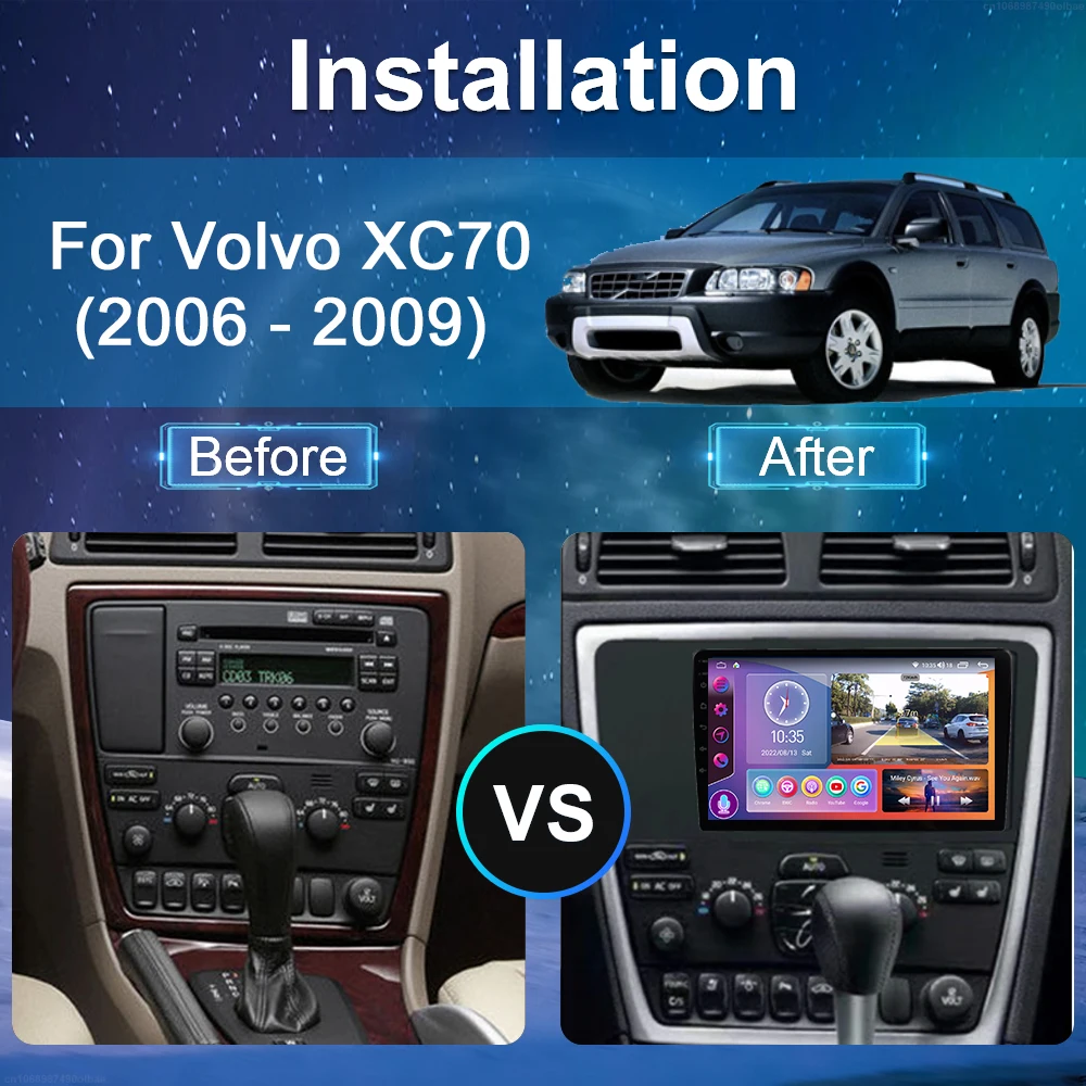 Car Radio Android 10 For Volvo XC70 V70 S60 2004-2009 Multimedia Player Auto GPS Navigation Carplay Stereo 2din DVD Touch Screen