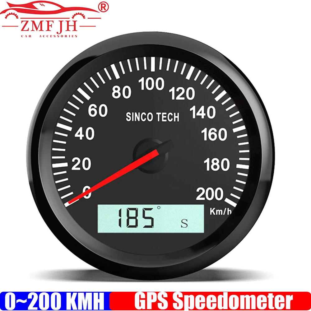 

ZMFJH 0-200KMH 85mm GPS Speedometer Gauge with GPS Antenna Speedometer Pointer LCD Display Odometer for Car Motor Boat 12V24V