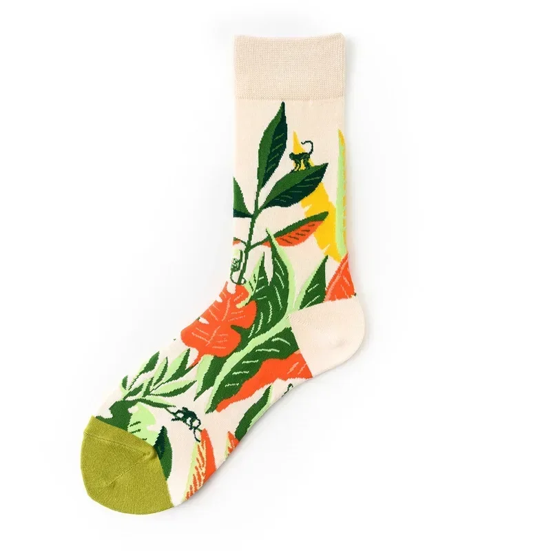3 Pairs Cotton Socks Set High-Quality Men's & Women's British Style Casual Harajuku Fashion Novelty Literary Couple Socks