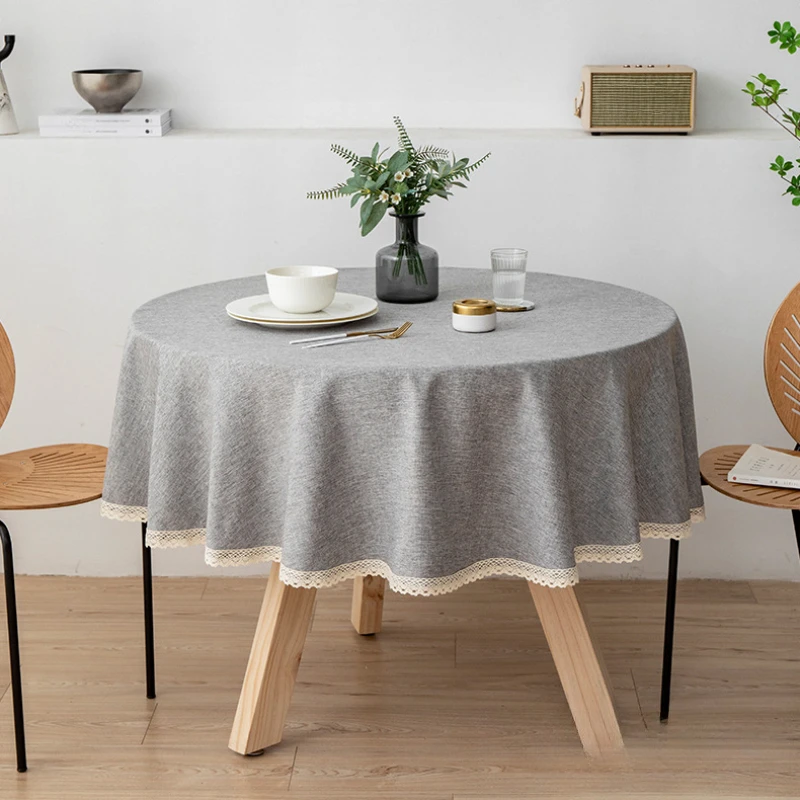 Imagen 3: Mantel redondo grande color sólido impermeable tela de mesa a prueba de aceite estera de mesa para mesa de comedor muebles restaurante cubierta de mesa