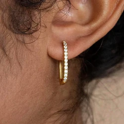 2PCS Stainless Steel Square Huggie Hoop Earrings for Women Simple Cubic Zirconia U-shape Earings Piercing Jewelry Pendientes