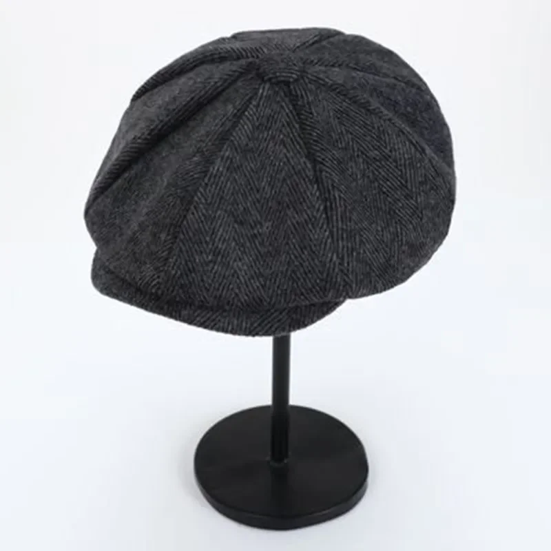 Retro Newsboy Caps Men Octagonal Hats British Painters Hats Autumn Winter Berets Herringbone Flat Caps Hip Hop Berets Gorras image 3