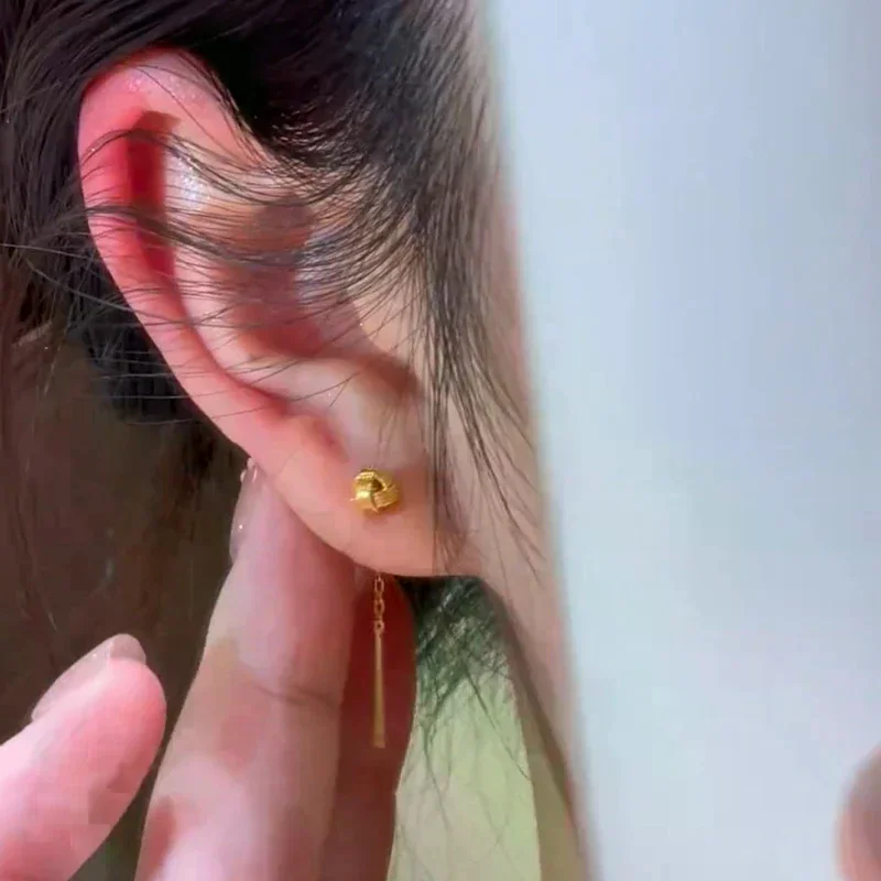 Simple Golden Ruyi Earrings 2025 New Style Niche Light Luxury Texture Versatile Exquisite Sweet Earrings Earrings