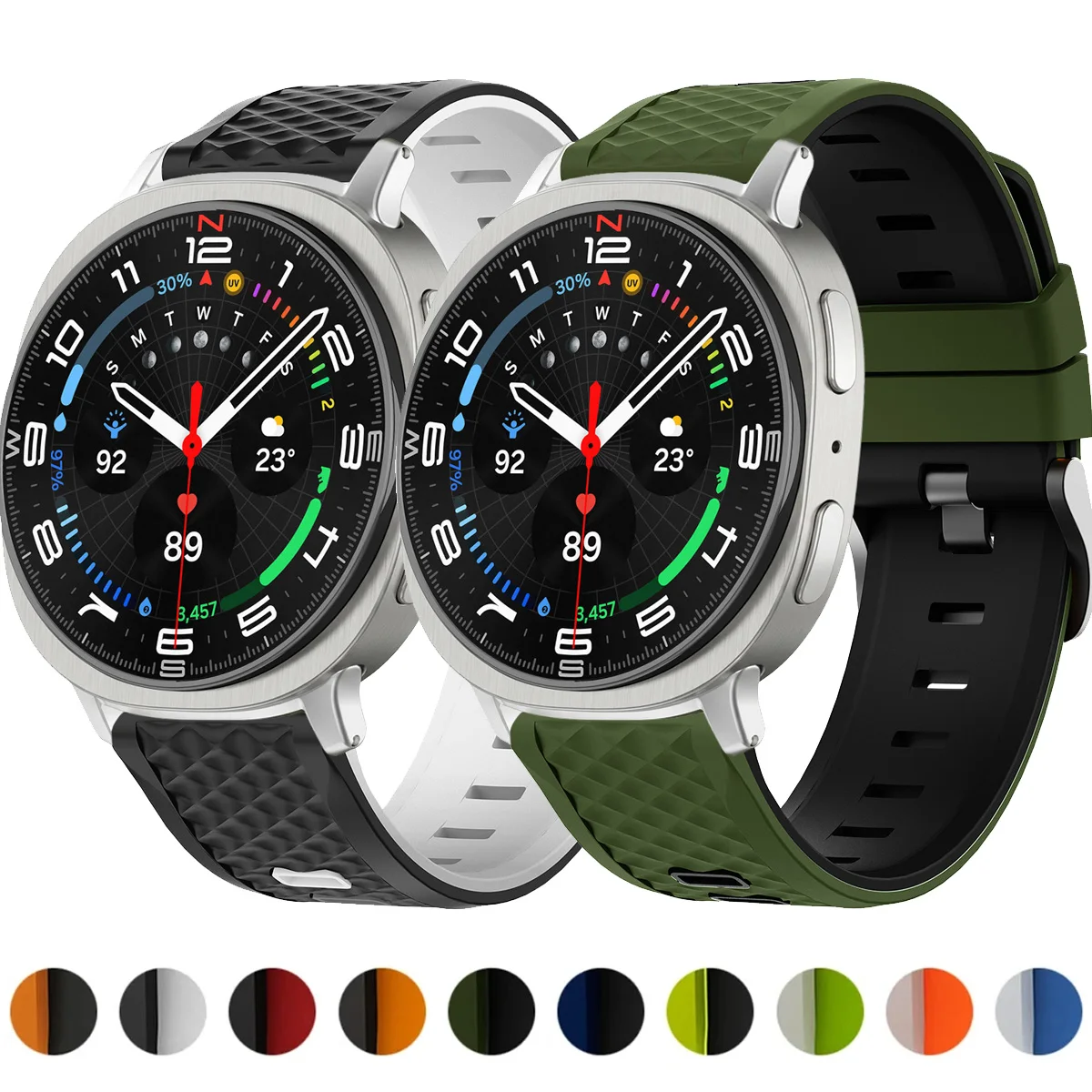 Two-tones Silicone Band for Samsung Galaxy Watch 9/8 40 44mm Waterproof Sports Strap for Galaxy Watch 8Classic 46mm Bracelet