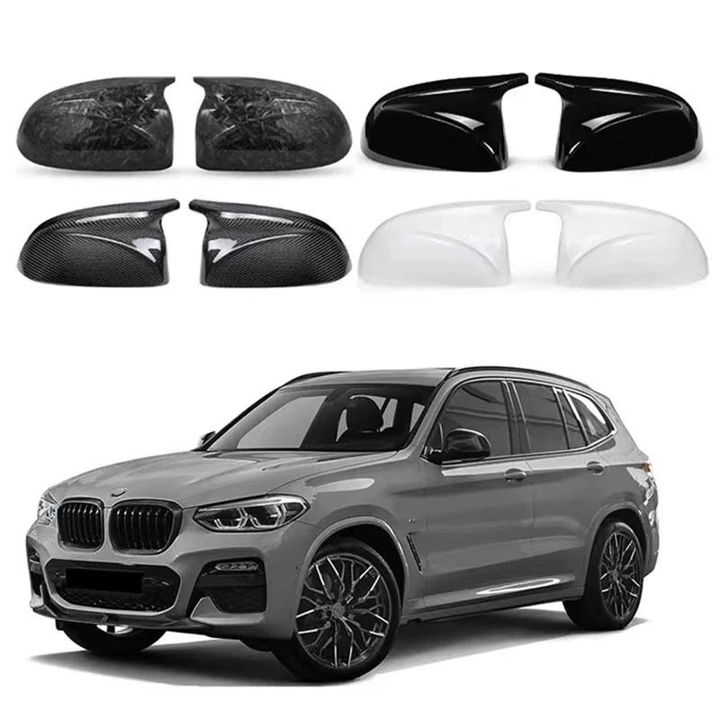 

For BMW X3 G01 ix3 X4 G02 X5 G05 X6 G06 X7 G07 2Pcs Glossy Black carbon pattern Rear Side View Mirror Covers Shell Replacement