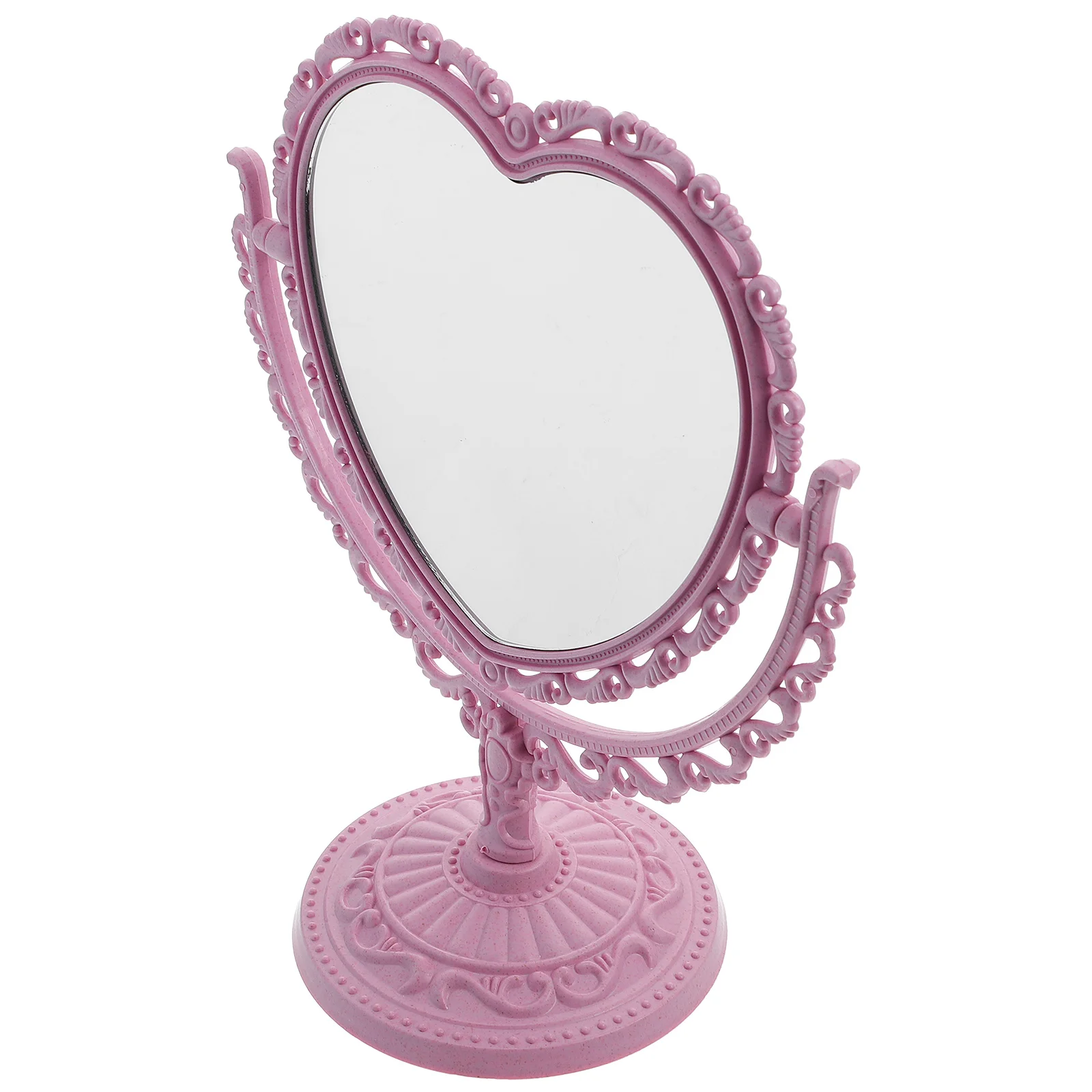 

Rotating Vanity Mirror Dresser Bedroom Decorative Women Heart-shaped Simple Vintage Desktop Plastic Table Girl