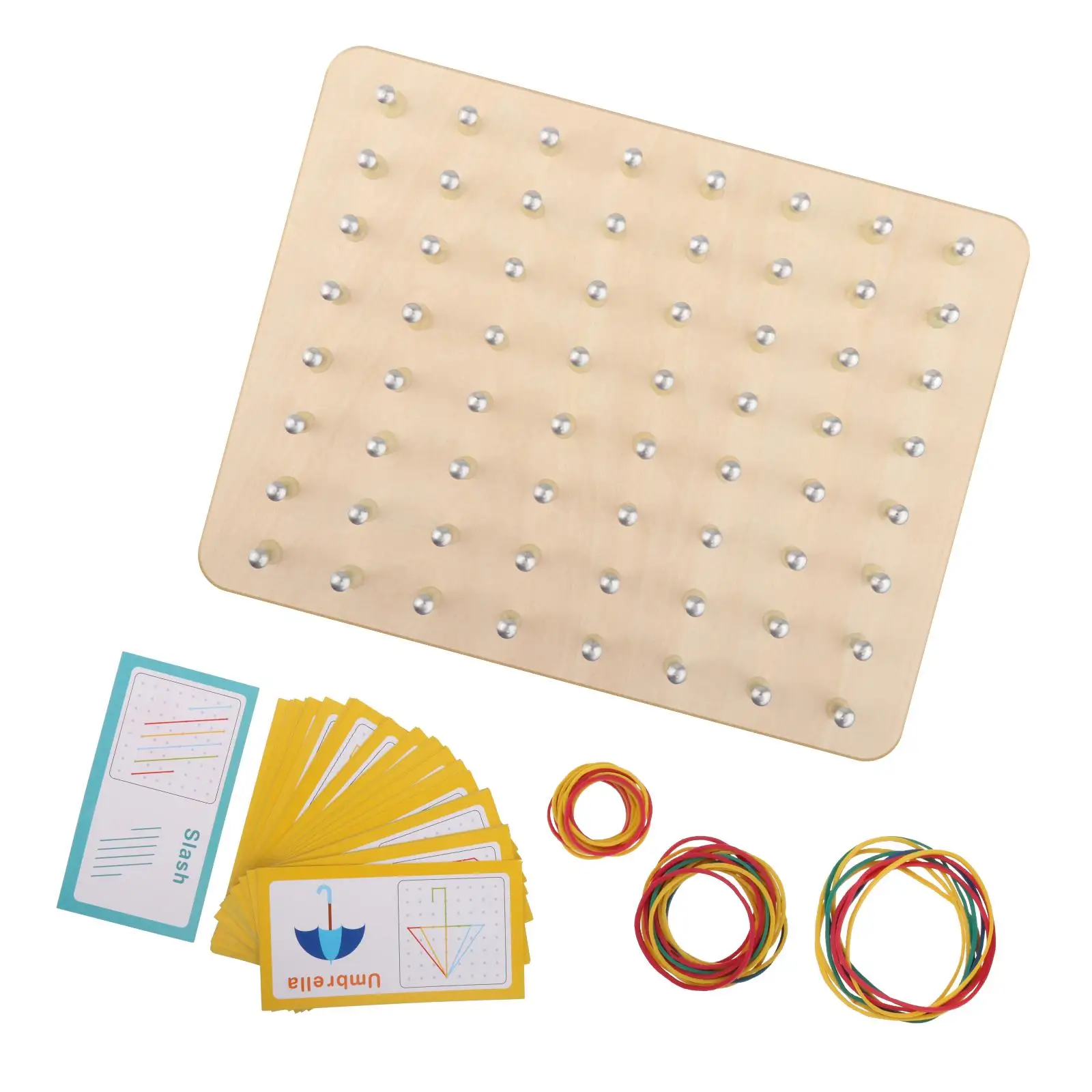 Wooden Game Geometry Board Puzzle Block Toy Rubber Bands Lacing Board Wooden Toy