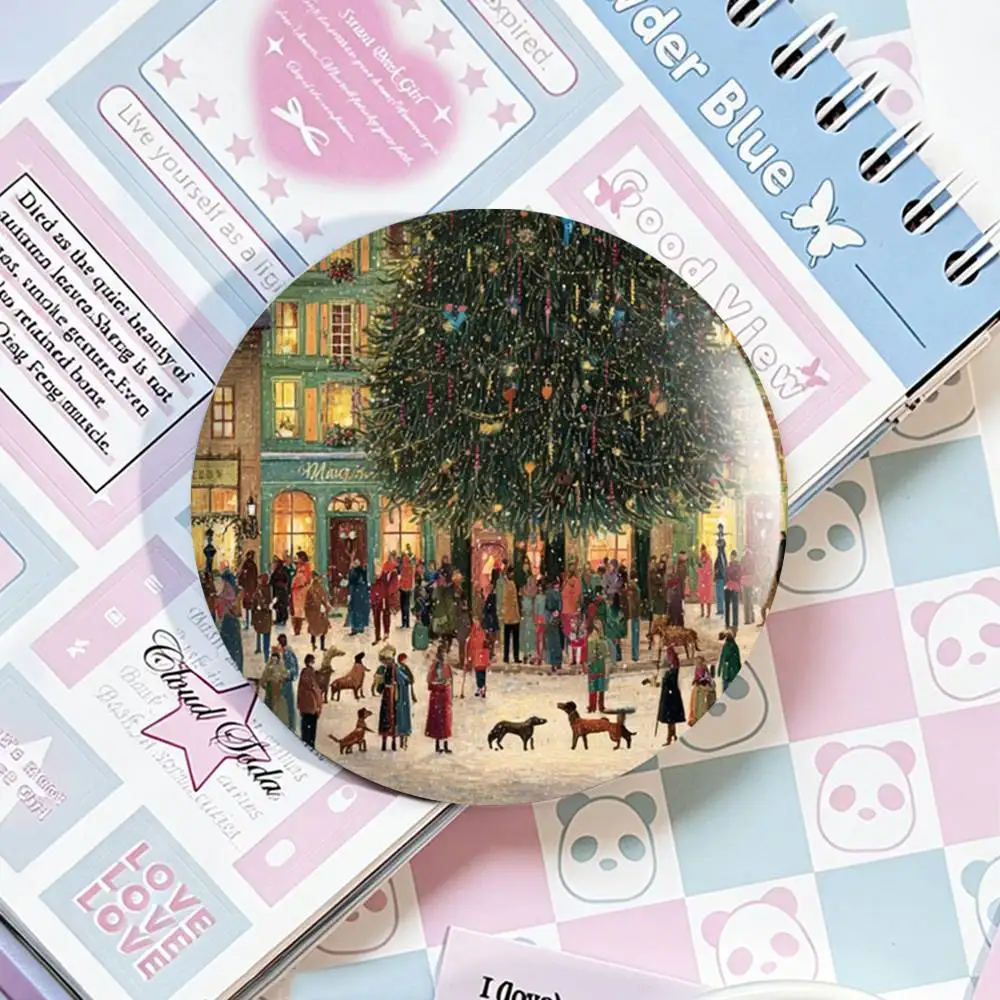 Colorful Christmas Art Town Laser Badge Applicable For Backpack Clothes Hats Decor Creative Accessories