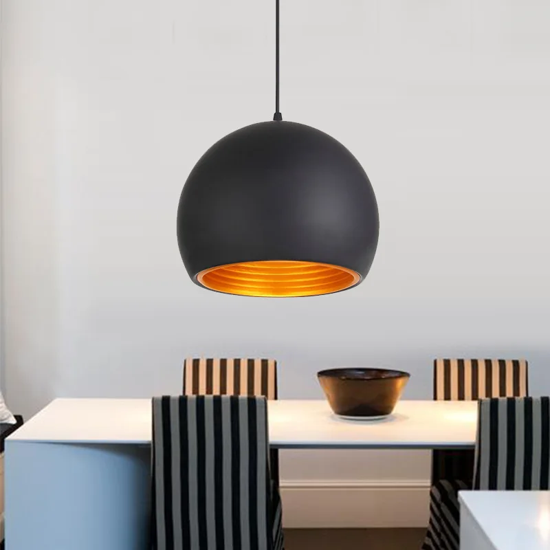 Black Hemisphere Pendant Light Modern LED Hanging Lamp for Dining Room Cafe Bar Kitchen Home Decor