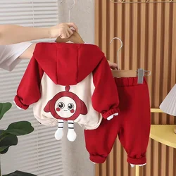 Boys' Spring and Autumn Baby Set Cartoon Egg Set Three piece Sportswear Casual Western Style New Children's Coat