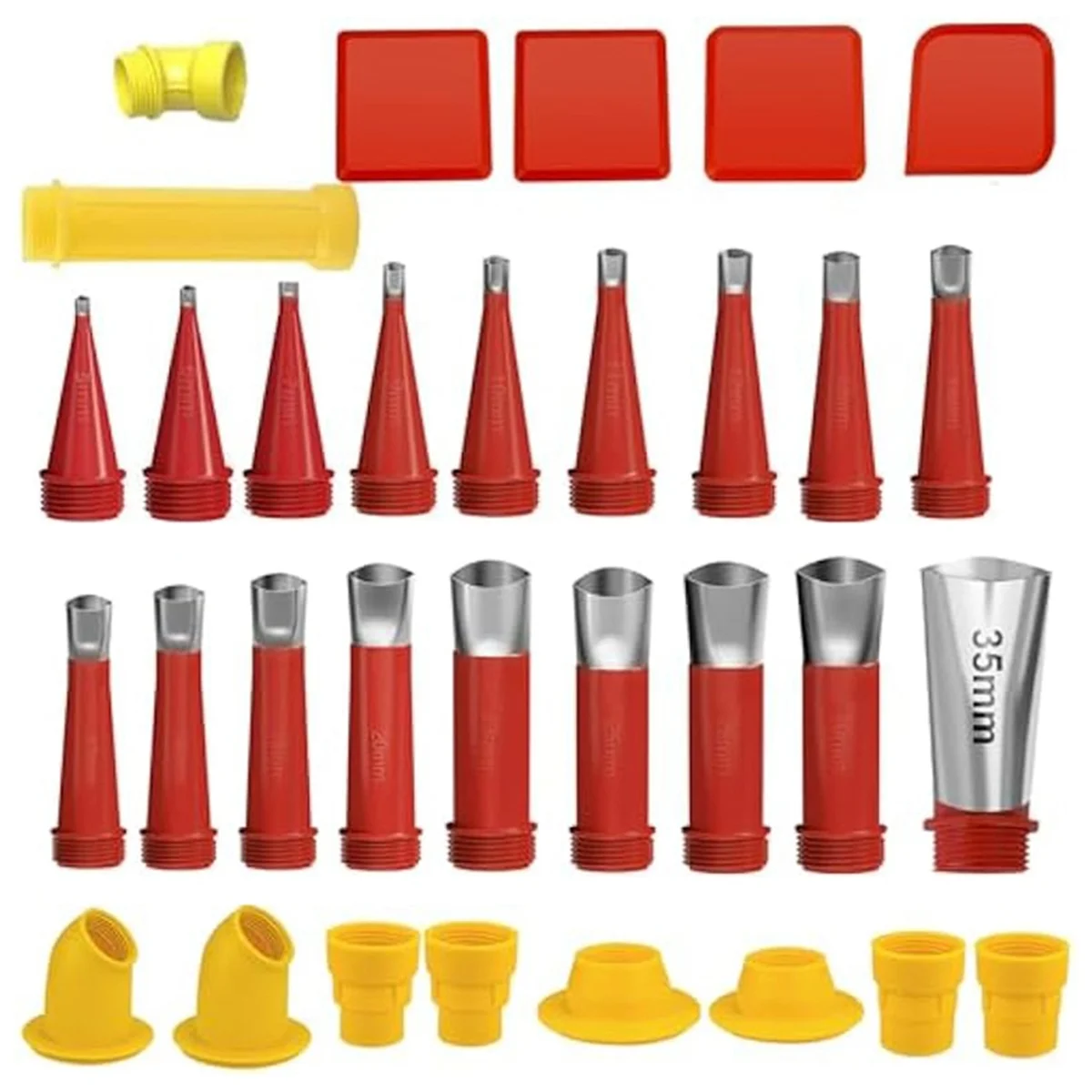 32Pcs Caulking Finisher Kit Include 18Pcs Caulking Nozzle Tips, Caulking Tool Kit,10 Connect Base and 4 Grout Scraper