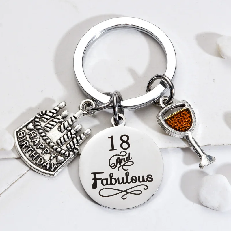 Happy Birthday Gifts Keychain Boyfriend Girlfriend Gift Jewelry Women Men Party Favors 13th 16th 18th 21st 30th 40th 50th 60th