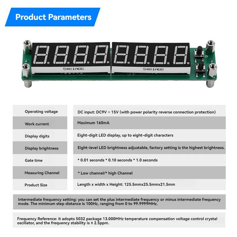 0.1Mhz~1200Mhz RF Signal Frequency Counter Cymometer Meter Tester With LED Display Screen Cfor Radio