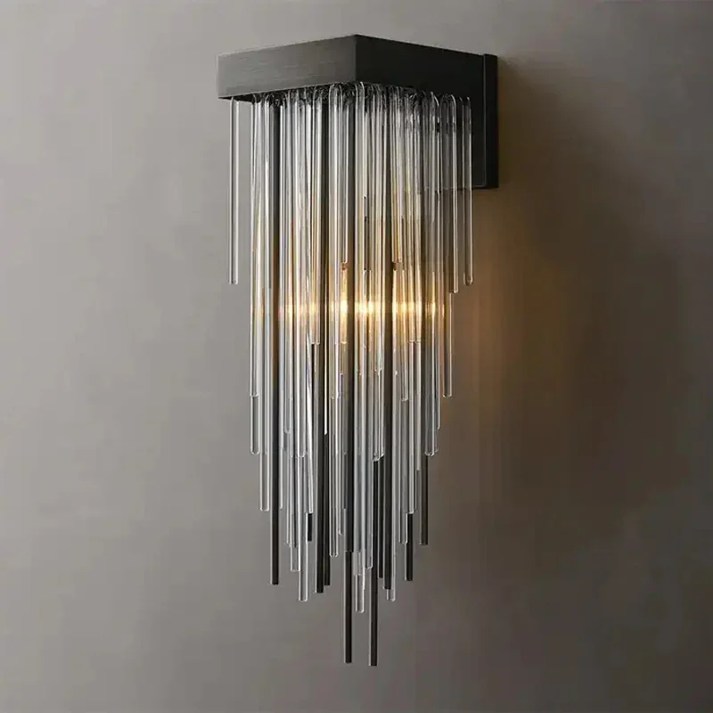 Applique Murale Moderne en Métal Transparent et Verre Classique, Luminaire Décoratif d'Niket de Luxe Américain, Idéal pour une Chambre à Coucher, un Hôtel