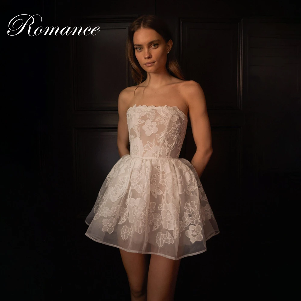 

Elegant Pleat Lace Short A-Line Wedding Dress Women 2025 Strapless Sleeveless Open Back Above-Knee Vestidos De Novia Customized