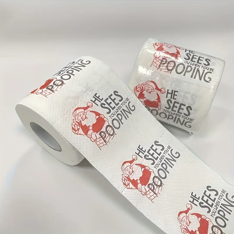 Santa Printed Christmas Toilet Roll Paper Christmas Tree Printed Kitchen Tool Xmas Tissue Roll Color Pattern Christmas Supplies